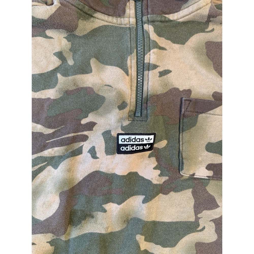 Adidas Originals Womens Cropped Camo Quarter Zip Utility Sweatshirt Large - Picture 4 of 12